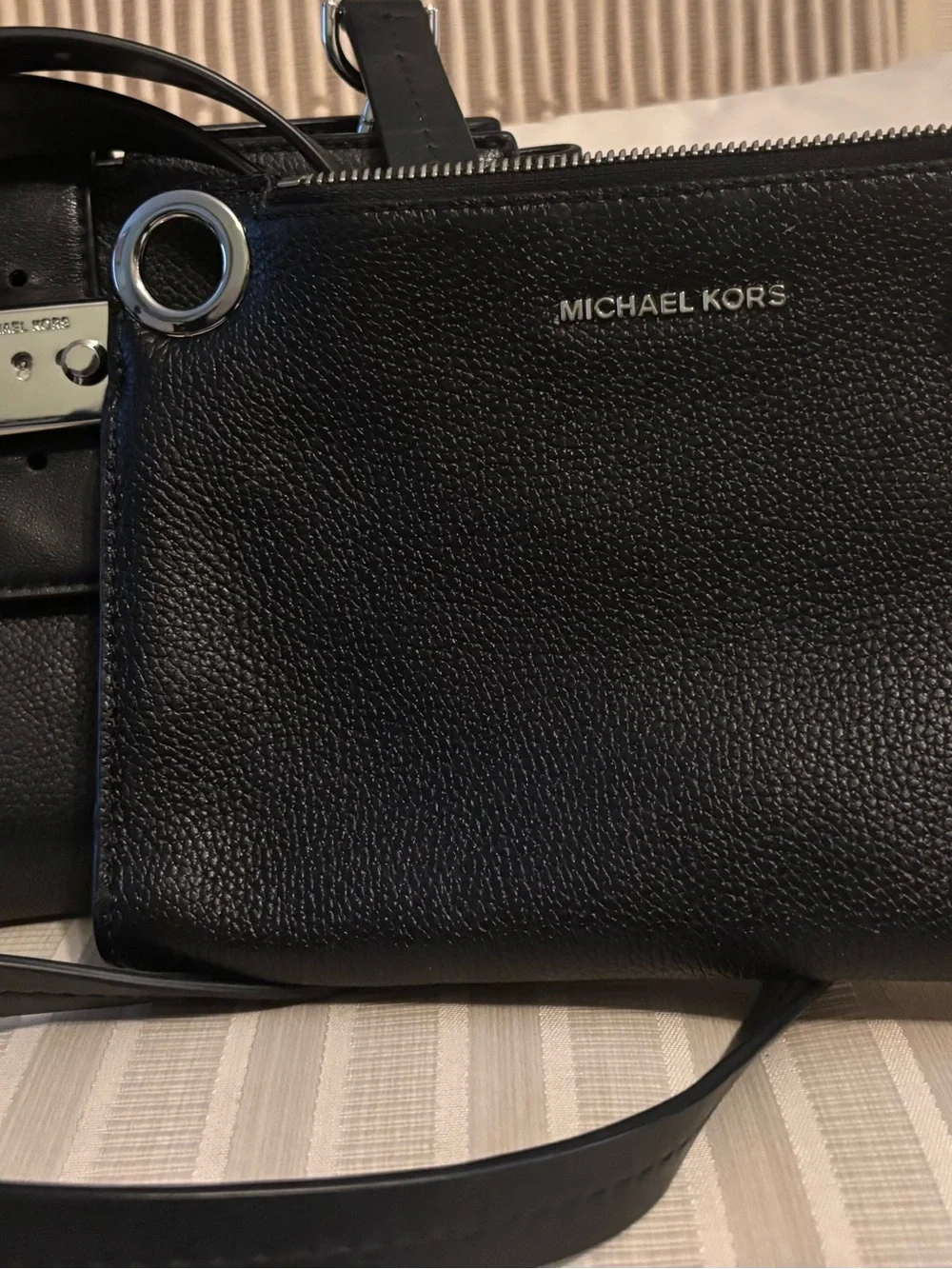 2 in 1 Michael Kors Black Leather Double-Pouch Crossbody Bag